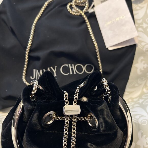 New Jimmy Choo Bon Bon Velvet Black Evening Bag NWT Gorgeous - Picture 3 of 4